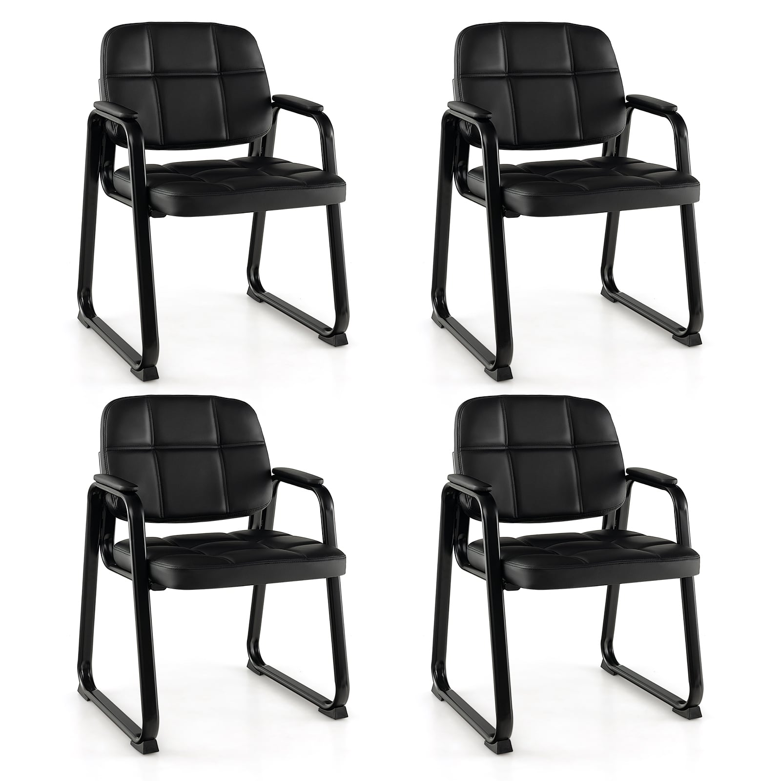 Set Of 4 Upholstered Waiting Room Chairs, Black Conference Chairs Black at Gallery Canada