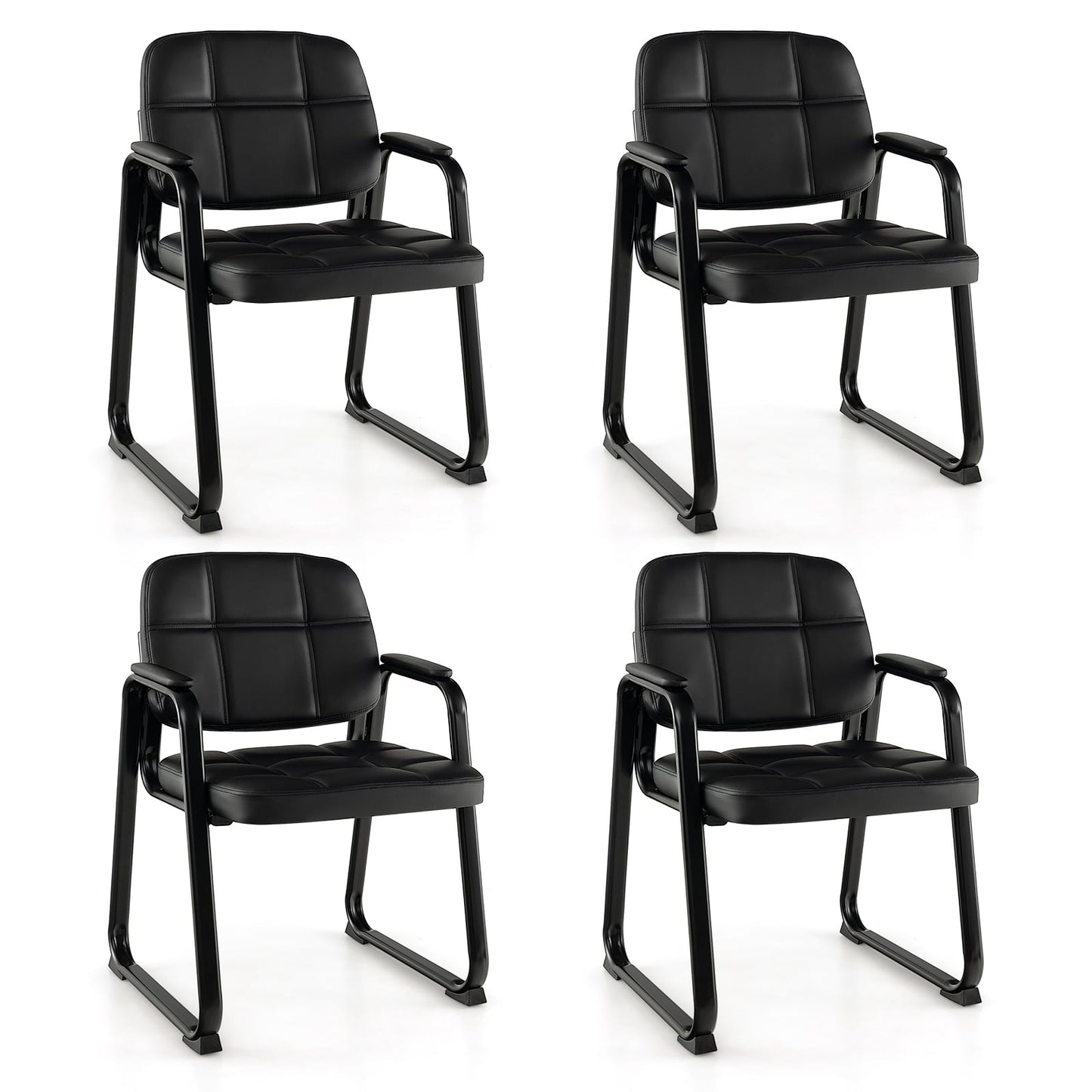 Set Of 4 Upholstered Waiting Room Chairs, Black Conference Chairs Black at Gallery Canada