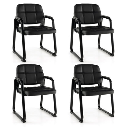 Set Of 4 Upholstered Waiting Room Chairs, Black Conference Chairs Black at Gallery Canada