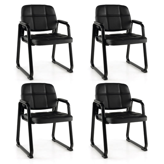 Set Of 4 Upholstered Waiting Room Chairs, Black Conference Chairs Black at Gallery Canada