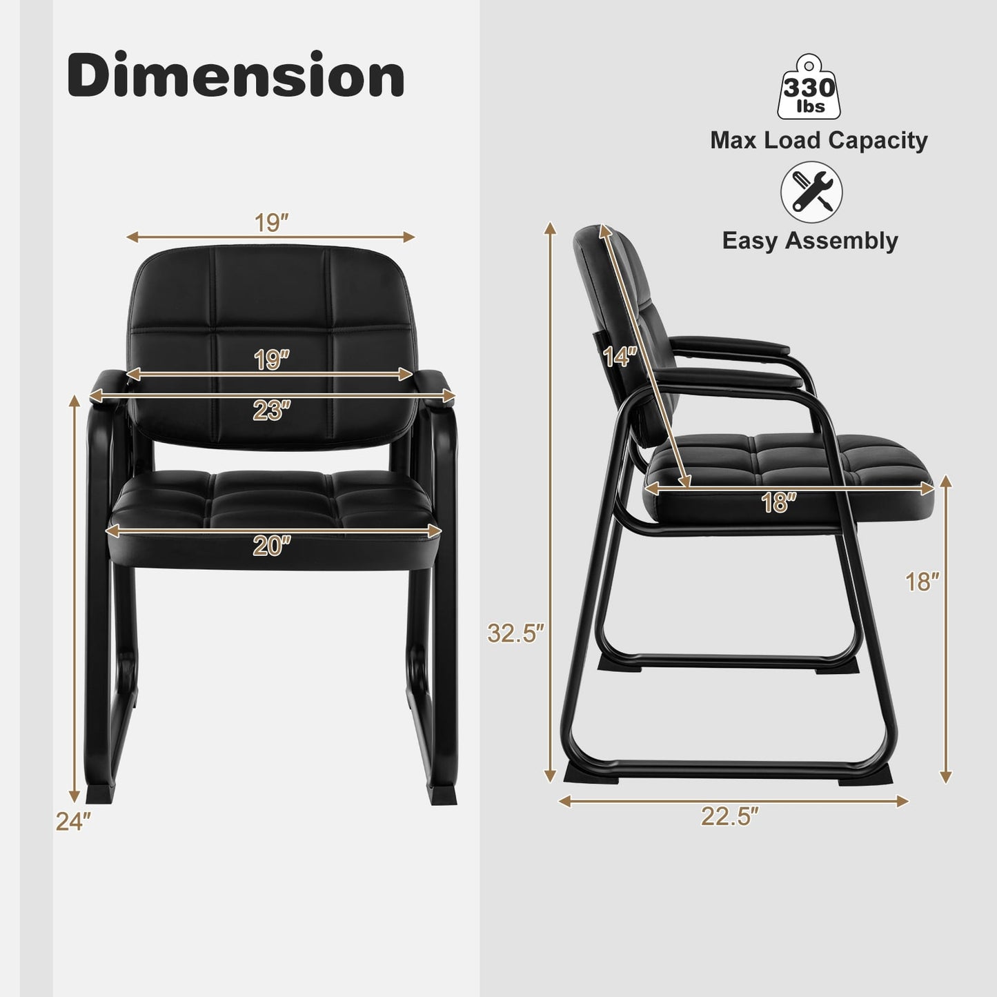 Set Of 4 Upholstered Waiting Room Chairs, Black Conference Chairs at Gallery Canada