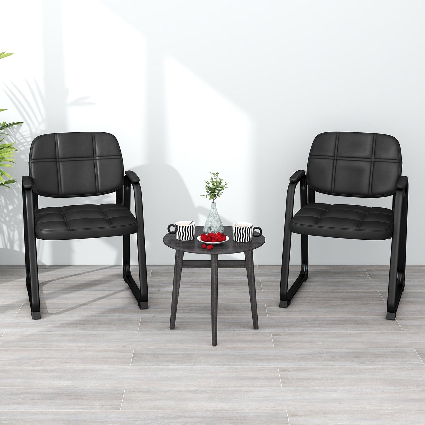 Set Of 4 Upholstered Waiting Room Chairs, Black Conference Chairs at Gallery Canada