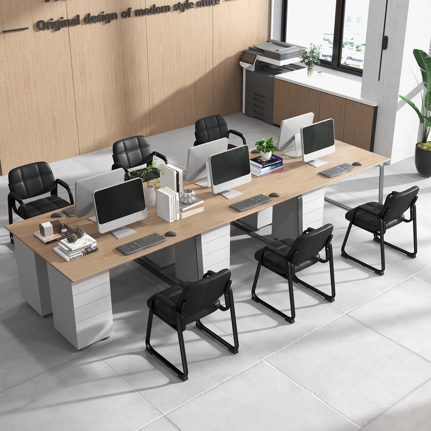 Set Of 4 Upholstered Waiting Room Chairs, Black Conference Chairs at Gallery Canada