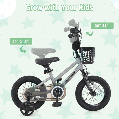 14 Inch Kids Bike Adjustable with Transparent Chain Cover for 4-5 Years Old, Silver Kids Bike at Gallery Canada