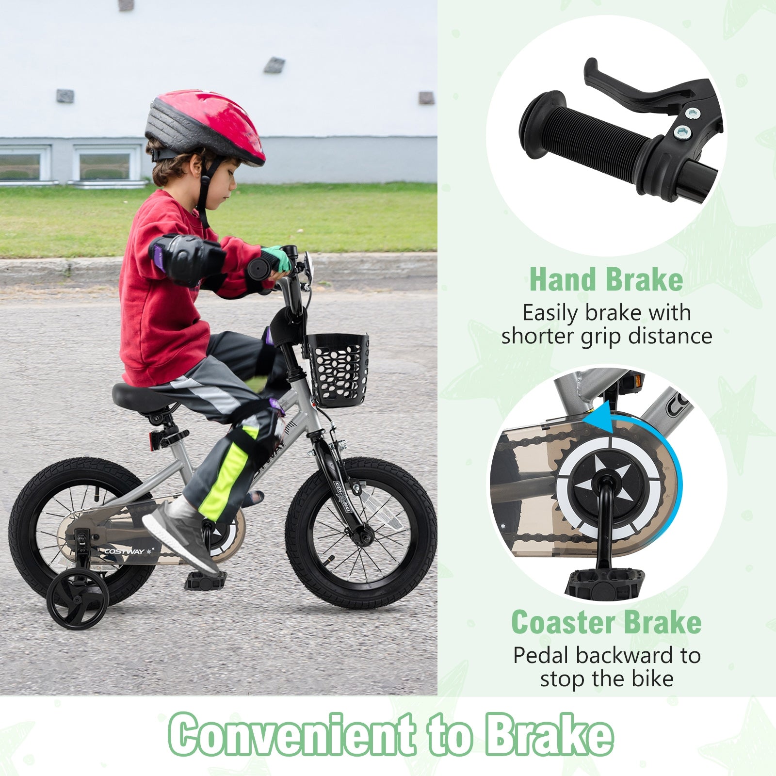 14 Inch Kids Bike Adjustable with Transparent Chain Cover for 4-5 Years Old, Silver Kids Bike at Gallery Canada