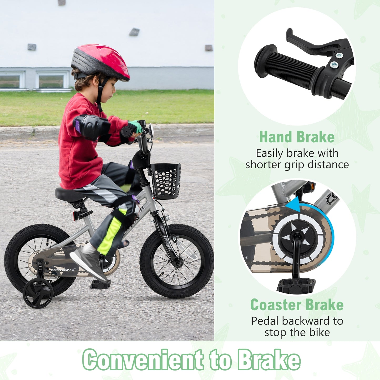 14 Inch Kids Bike Adjustable with Transparent Chain Cover for 4-5 Years Old, Silver Kids Bike at Gallery Canada