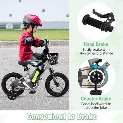 14 Inch Kids Bike Adjustable with Transparent Chain Cover for 4-5 Years Old, Silver Kids Bike at Gallery Canada