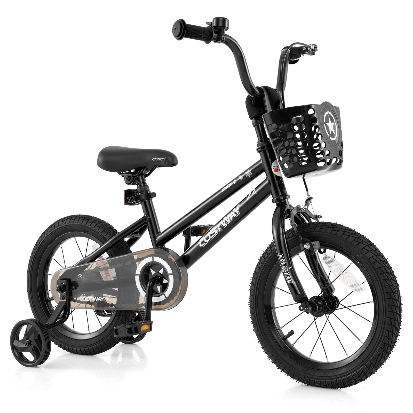 14 Inch Kids Bike with Basket and Training Wheels for Children Aged 4-5 Years Old, Black Kids Bike at Gallery Canada