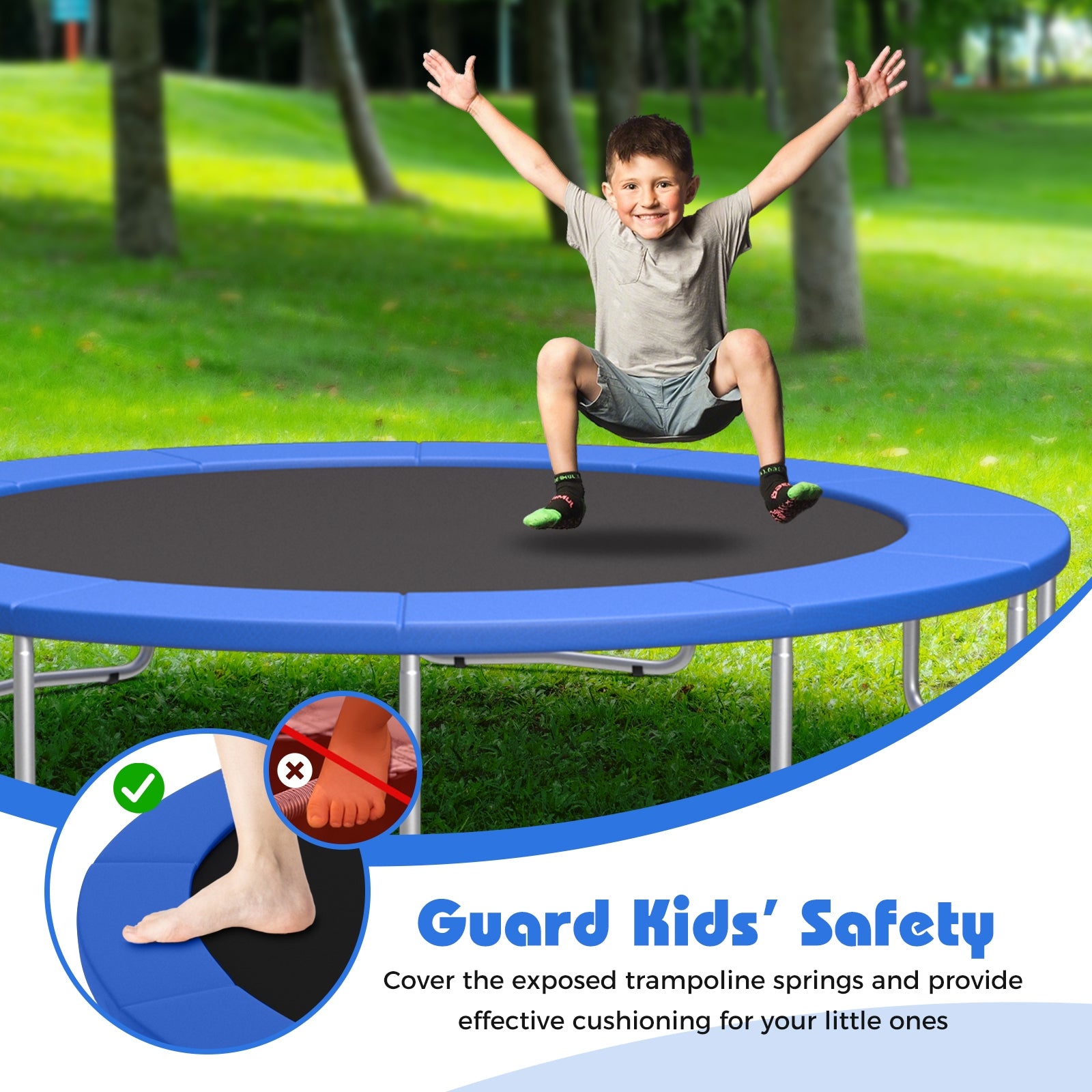 12 Feet Trampoline Pad Replacement Safety Pad with Fixing Straps (Blue), Blue Trampoline Accessories at Gallery Canada