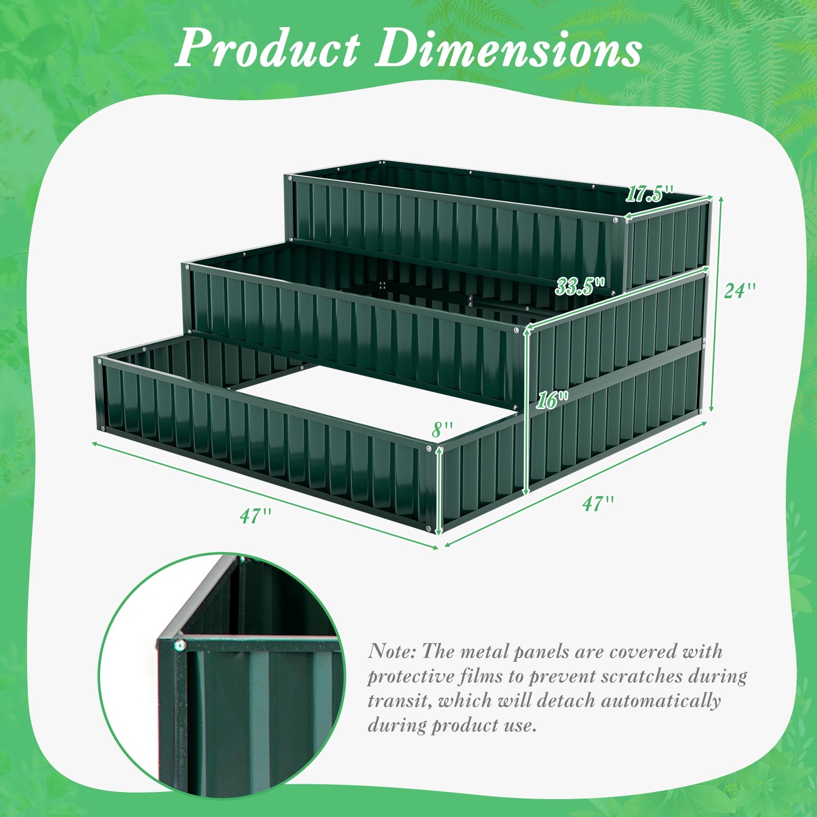 Heavy-Duty Metal Outdoor 3-Tier Raised Garden Bed Planter Box, Green Raised Garden Beds at Gallery Canada