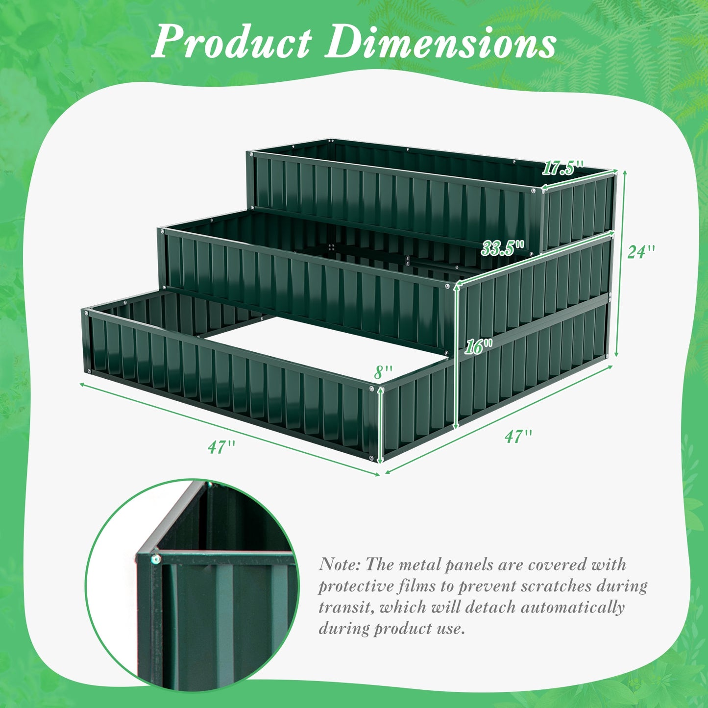 Heavy-Duty Metal Outdoor 3-Tier Raised Garden Bed Planter Box, Green Raised Garden Beds at Gallery Canada