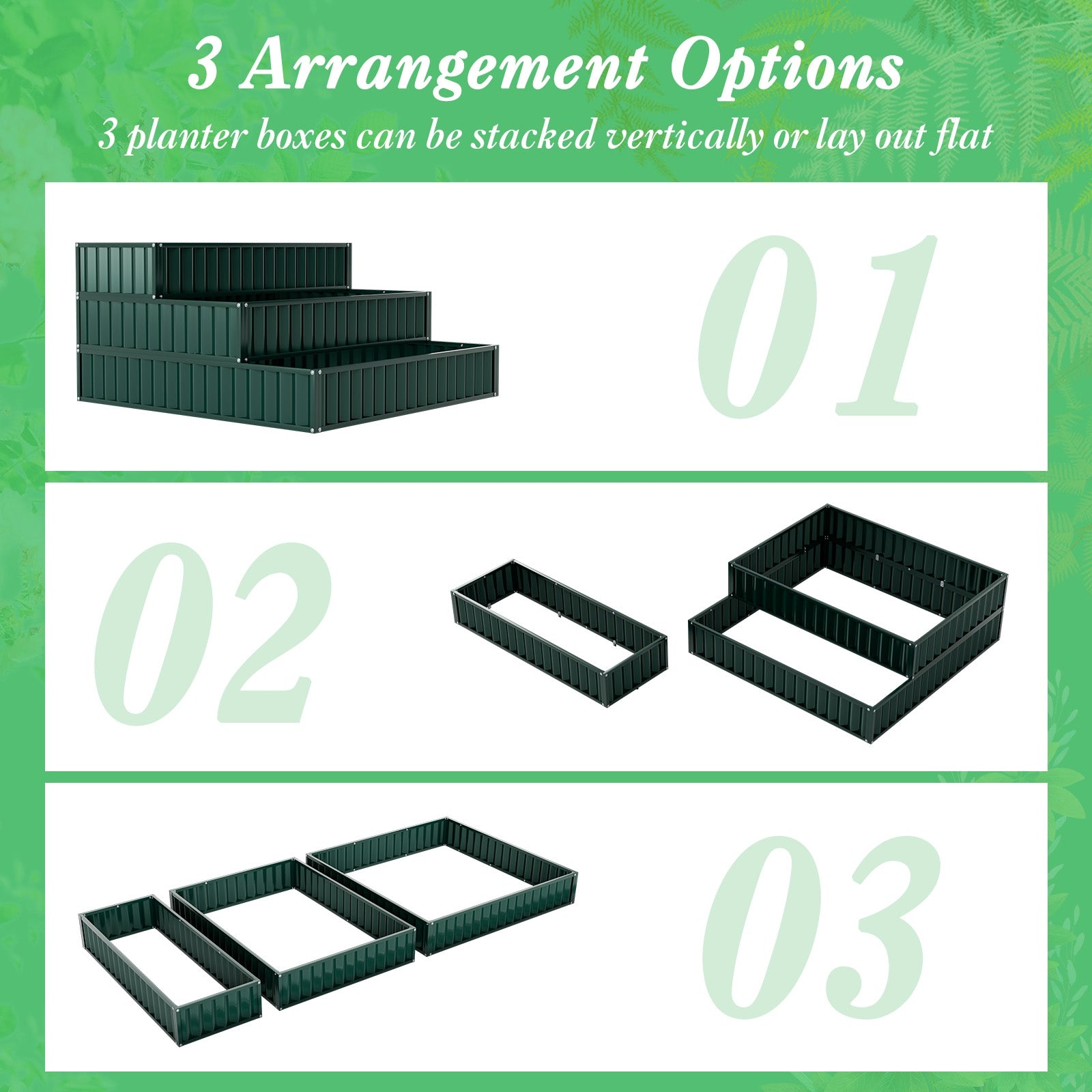 Heavy-Duty Metal Outdoor 3-Tier Raised Garden Bed Planter Box, Green Raised Garden Beds at Gallery Canada