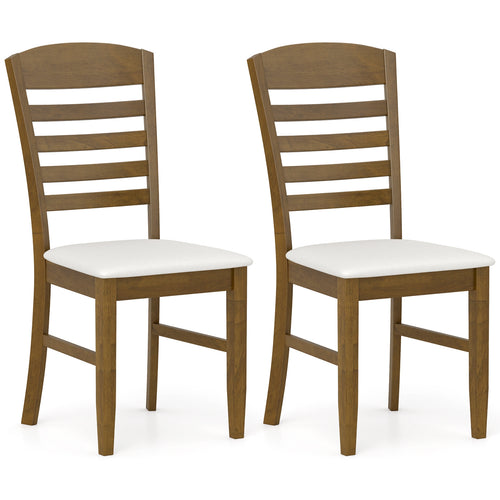 Dining Chairs Set of 2 with Rubber Wood Frame and Padded Seat, Walnut