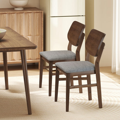 Farmhouse Upholstered Kitchen Chairs Set of 2 with Rubber Wood Frame, Gray Dining Chairs at Gallery Canada