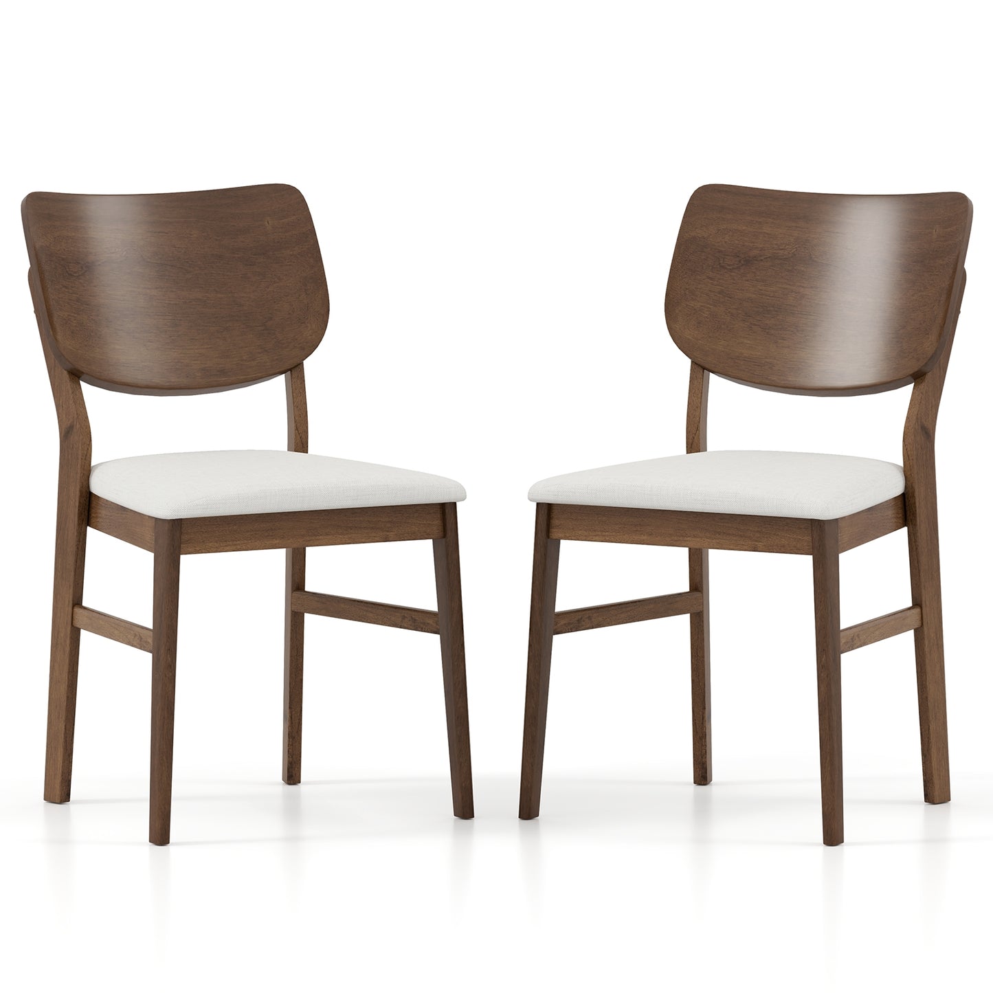 Farmhouse Upholstered Kitchen Chairs, Set of 2, Rubber Wood Frame, Walnut Dining Chairs at Gallery Canada