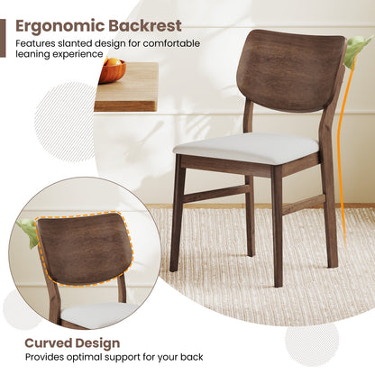 Farmhouse Upholstered Kitchen Chairs Set of 2 with Rubber Wood Frame, Walnut Dining Chairs at Gallery Canada