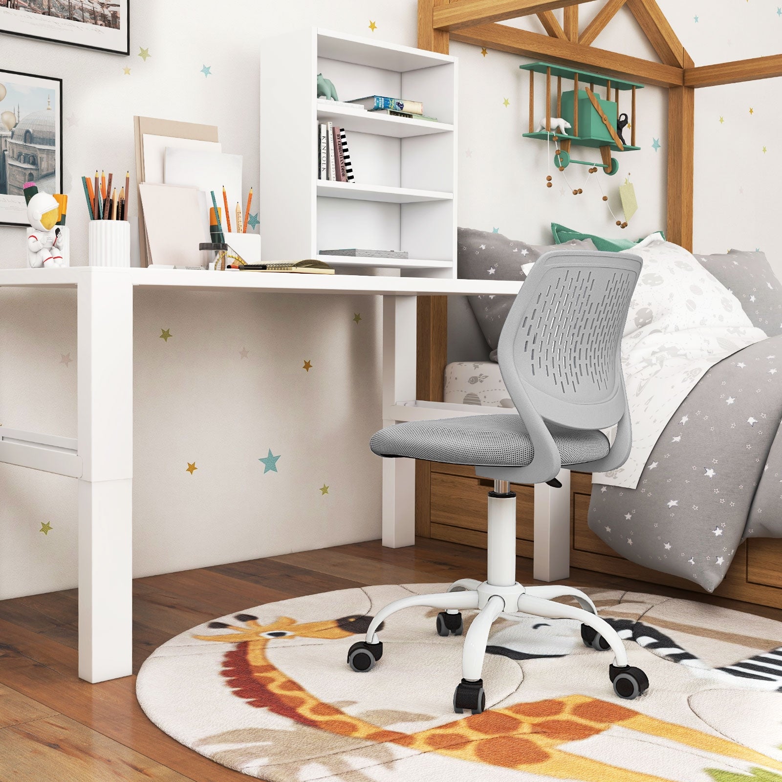 Ergonomic Children Study Chair with Adjustable Height, Gray Kids Chairs & Seating at Gallery Canada