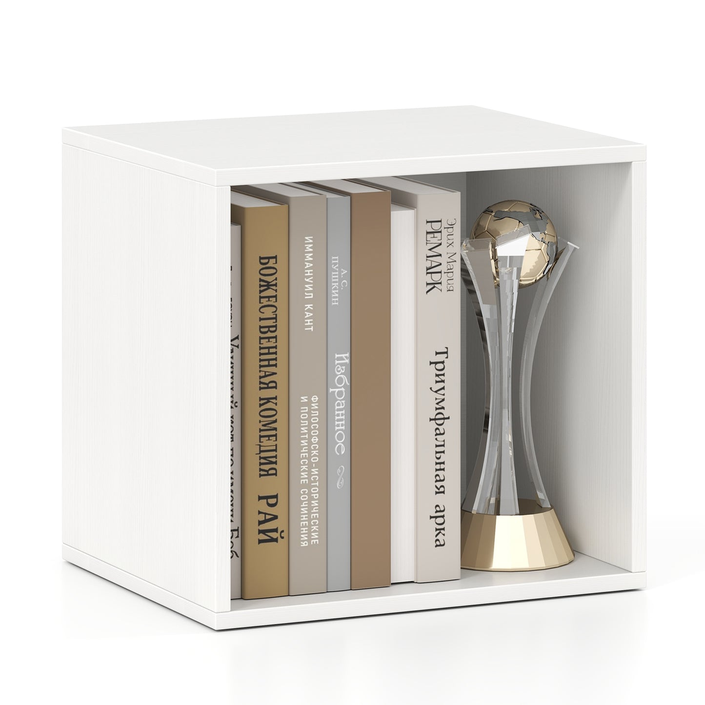Cube Storage Organizer, Stackable Book Shelf, Wooden Display Unit, White Bookcases White at Gallery Canada