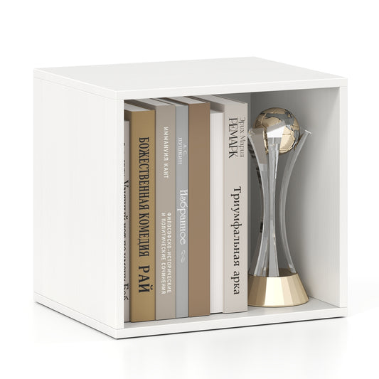 Cube Storage Organizer Stackable Open Book Shelf Wooden Display Shelving Unit, White Bookcases White at Gallery Canada