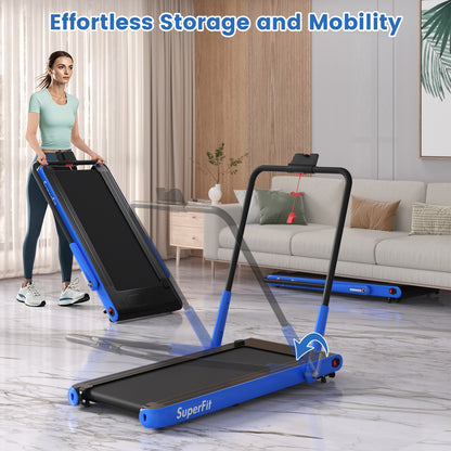 3-in-1 3HP Folding Treadmill with Smart Apps Remote Control and Speakers, Navy Treadmills at Gallery Canada
