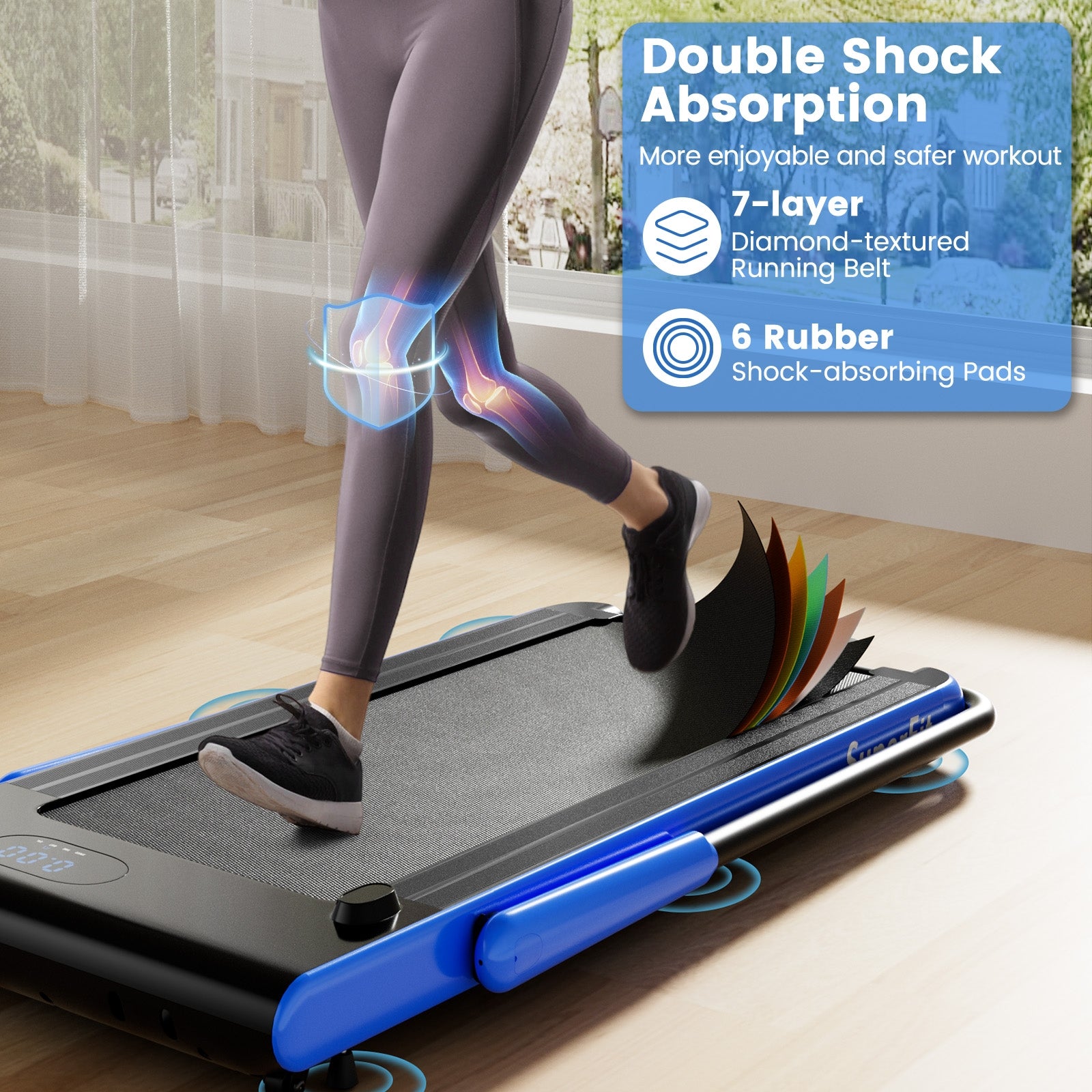 3-in-1 3HP Folding Treadmill with Smart Apps Remote Control and Speakers, Navy Treadmills at Gallery Canada