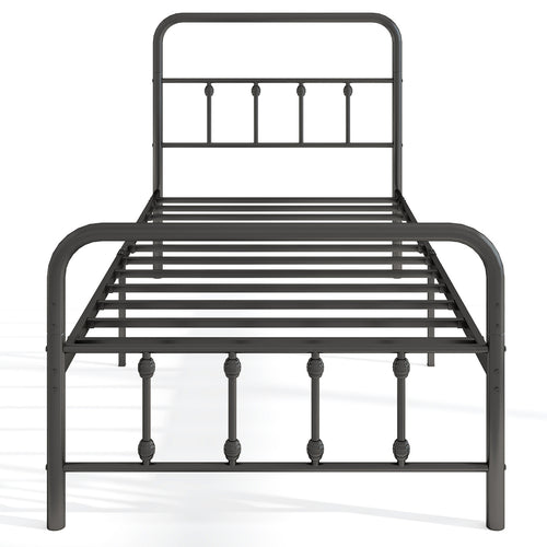Twin Size Bed Frame With Headboard, Under Bed Storage, Black