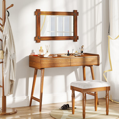 Wood Framed Mirror, Acacia Frame, Vintage Rivet Design, Brown-S, Brown Wall Mirrors at Gallery Canada