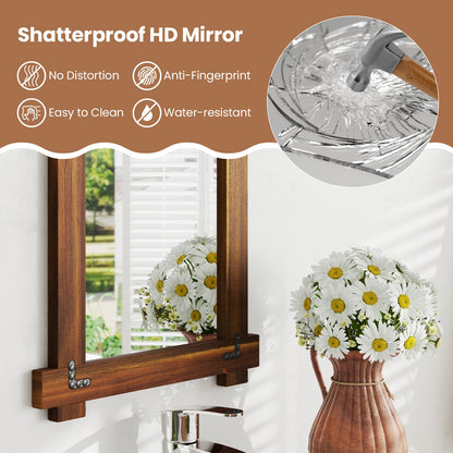 Wood Framed Mirror with Acacia Wood Frame and Vintage Rivet Design Brown-S, Brown Wall Mirrors at Gallery Canada