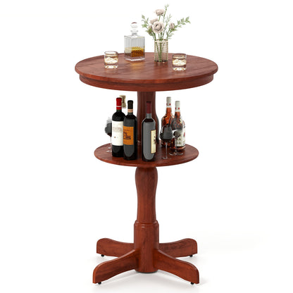 2-Tier Round High Top Bar Table with Storage Shelf and Pedestal Base, Espresso Patio Bar Furniture at Gallery Canada