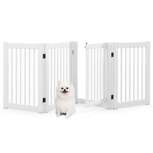 30 Inch Tall 4-Panel Wooden Pet Gate, White Pet Gate White at Gallery Canada