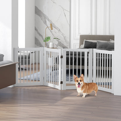 30 Inch Tall 4-Panel Freestanding Pet Gate Wooden Dog Fence, White Pet Gate at Gallery Canada