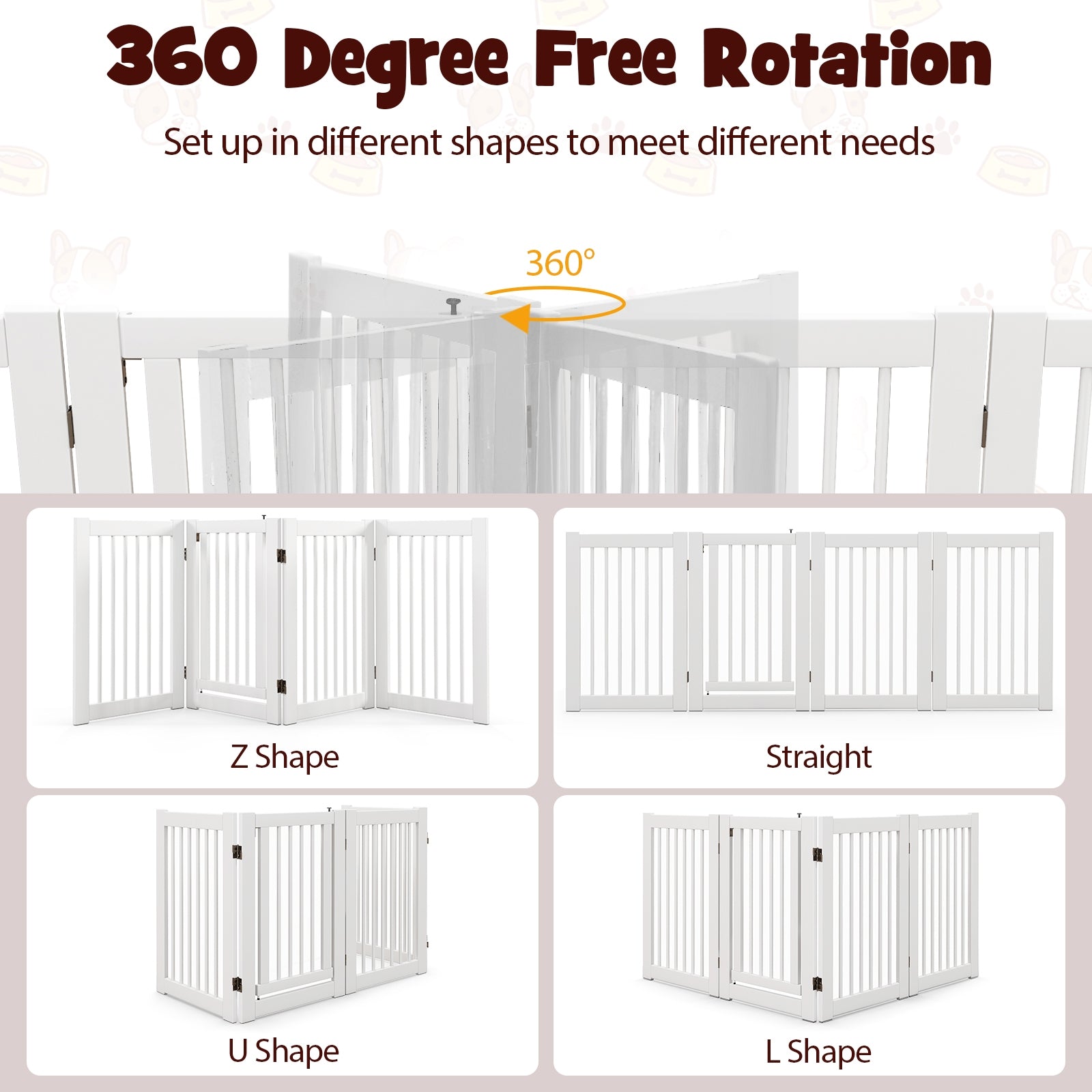 30 Inch Tall 4-Panel Freestanding Pet Gate Wooden Dog Fence, White Pet Gate at Gallery Canada