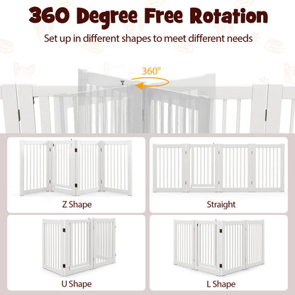 30 Inch Tall 4-Panel Freestanding Pet Gate Wooden Dog Fence, White Pet Gate at Gallery Canada