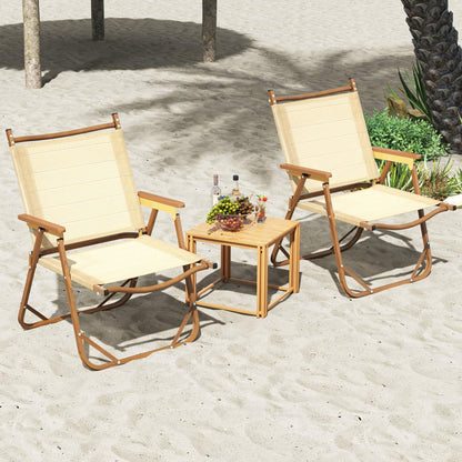 Folding Camp Chairs Set of 2 Lightweight Beach Chairs, Beige Beach & Lawn Chairs at Gallery Canada