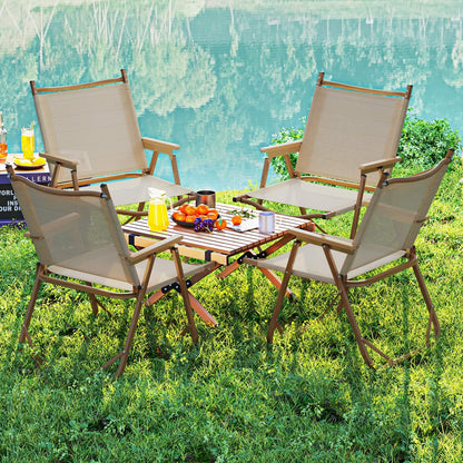 Folding Camp Chairs Set of 2 Lightweight Beach Chairs, Beige Beach & Lawn Chairs at Gallery Canada