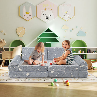 8 Pieces Modular Kids Play Couch Glow in the Dark Toddler Sectional Sofa, Gray Kids Chairs & Seating at Gallery Canada