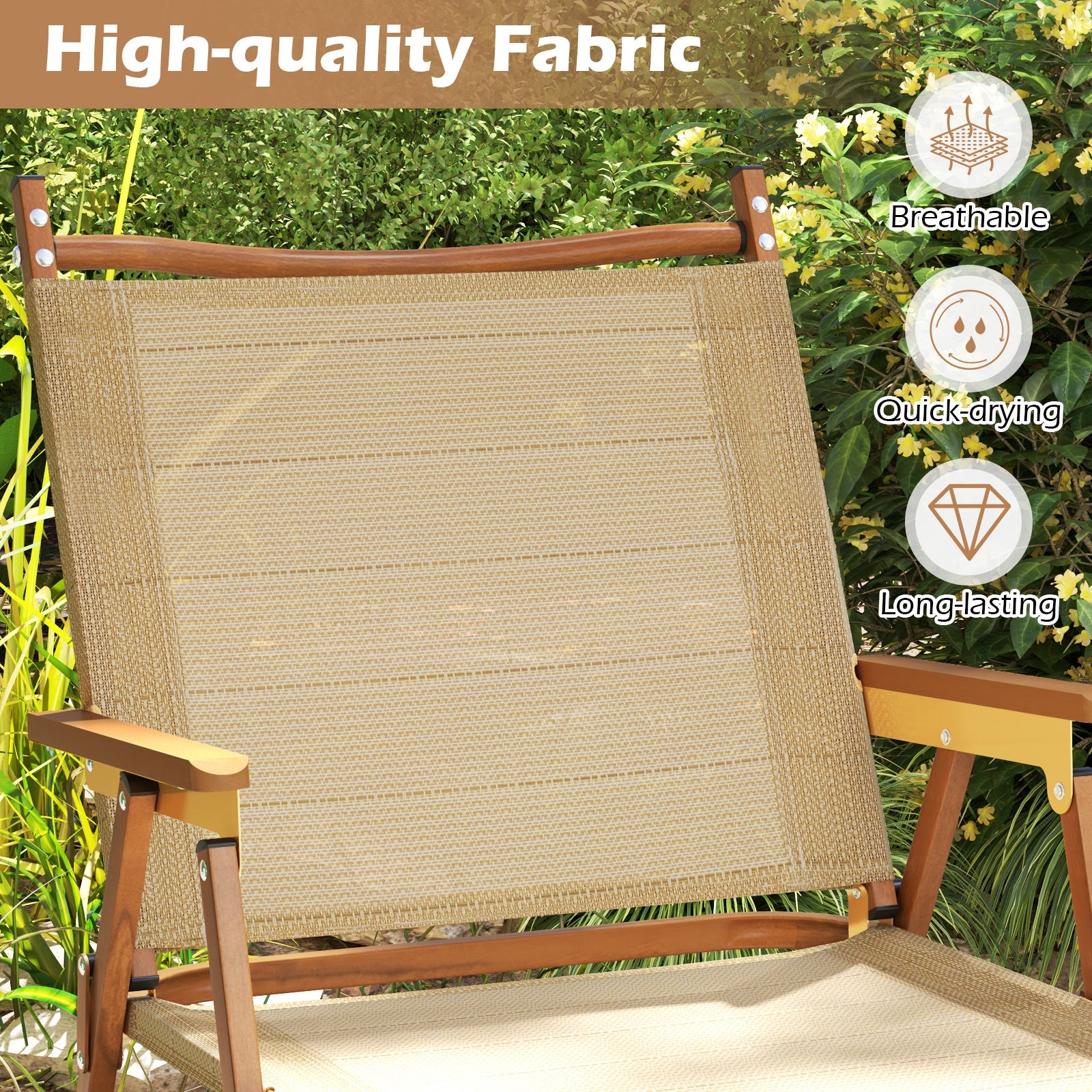 Folding Camp Chairs Set of 2 Lightweight Beach Chairs, Beige Beach & Lawn Chairs at Gallery Canada