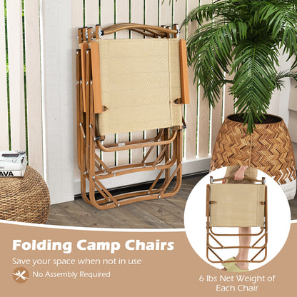 Folding Camp Chairs Set of 2 Lightweight Beach Chairs, Beige Beach & Lawn Chairs at Gallery Canada