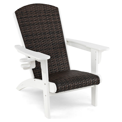 Patio Adirondack Chair with Rattan Padded Seat and Hidden Cupholder, White Adirondack Chairs White at Gallery Canada