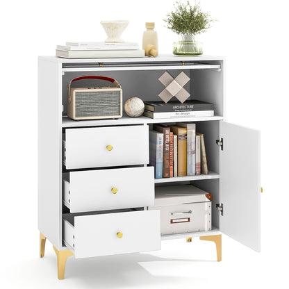 Chest of Drawers with Flip Up Fluted Glass Door for Bedroom Kitchen, Gray Cabinets & Chests at Gallery Canada
