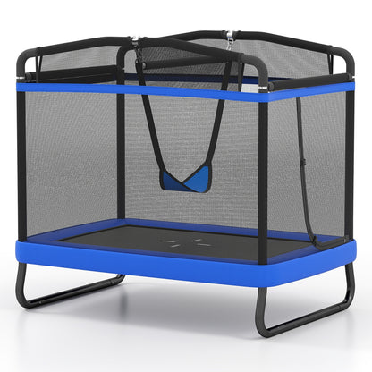 6 FT Kids Trampoline with Swing and Horizontal Bar Small Rectangle Trampoline, Blue Trampolines at Gallery Canada