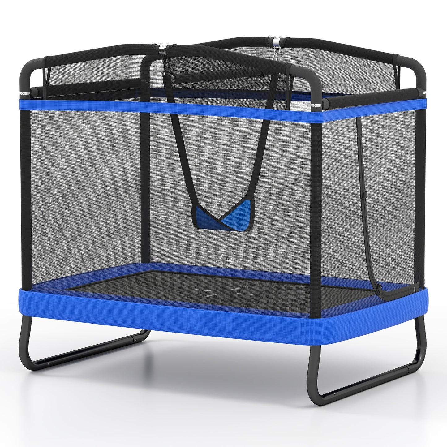 6 FT Kids Trampoline with Swing and Horizontal Bar Small Rectangle Trampoline, Blue Trampolines Blue at Gallery Canada