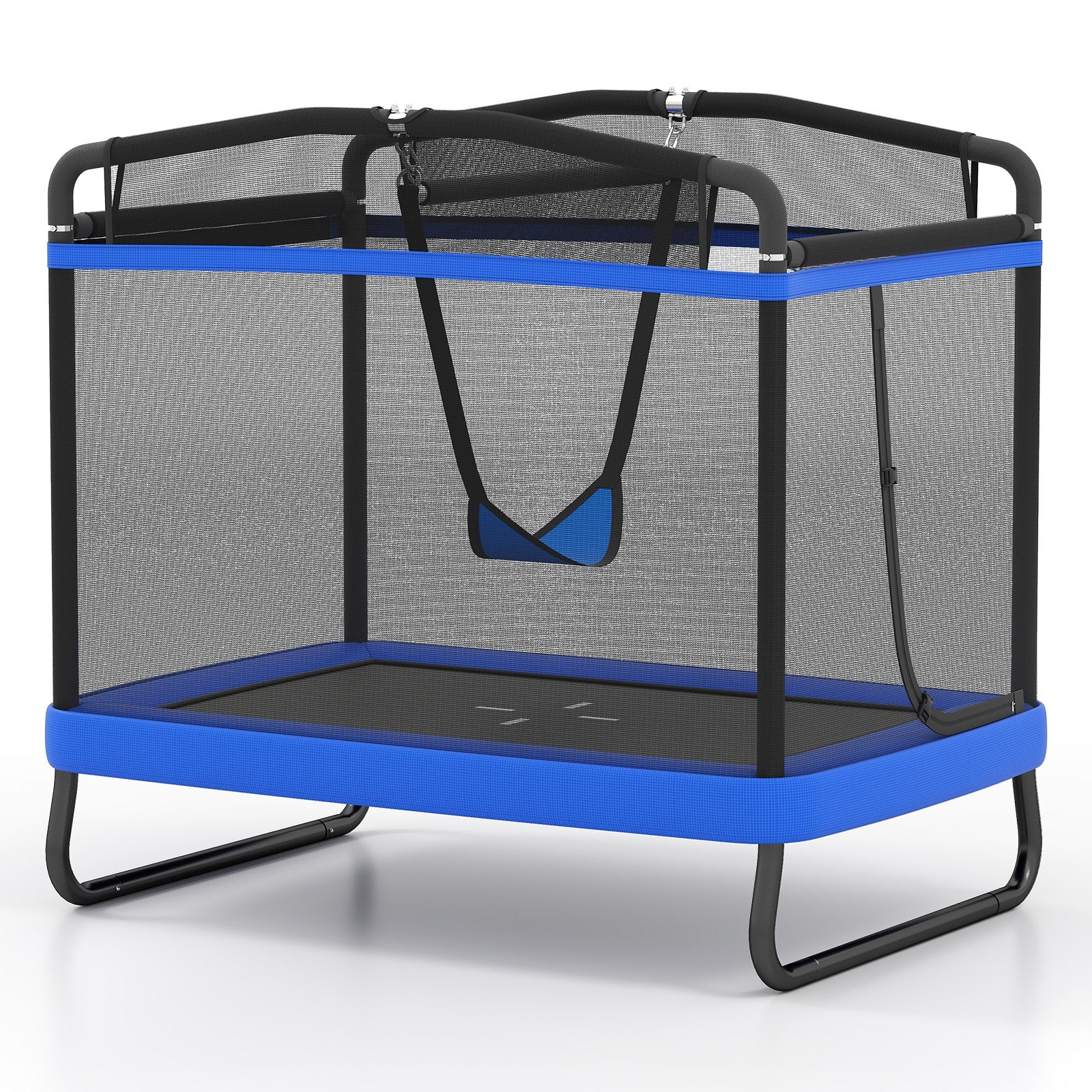 6 FT Kids Trampoline with Swing and Horizontal Bar Small Rectangle Trampoline, Blue Trampolines Blue at Gallery Canada