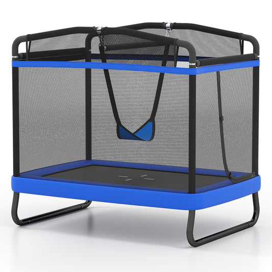 6 FT Kids Trampoline with Swing and Horizontal Bar Small Rectangle Trampoline, Blue Trampolines Blue at Gallery Canada