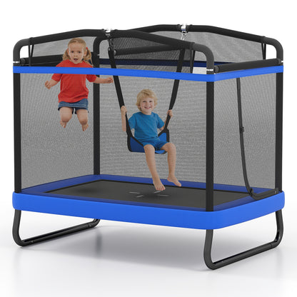 6 FT Kids Trampoline with Swing and Horizontal Bar Small Rectangle Trampoline, Blue Trampolines at Gallery Canada