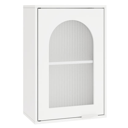 Bathroom Wall Cabinet with Tempered Glass Door and Adjustable Shelf, White Wall Cabinets at Gallery Canada