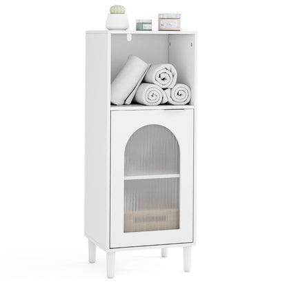 Bathroom Floor Cabinet Wood Side Storage Organizer with Adjustable Shelf, White Floor Cabinets at Gallery Canada