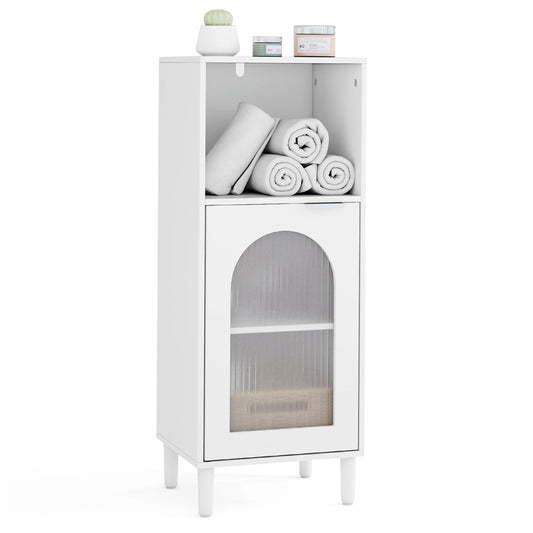 Wood Bathroom Floor Cabinet, Adjustable Shelf Storage Organizer, White Floor Cabinets White at Gallery Canada