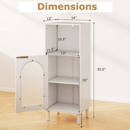 Bathroom Floor Cabinet Wood Side Storage Organizer with Adjustable Shelf, White Floor Cabinets at Gallery Canada