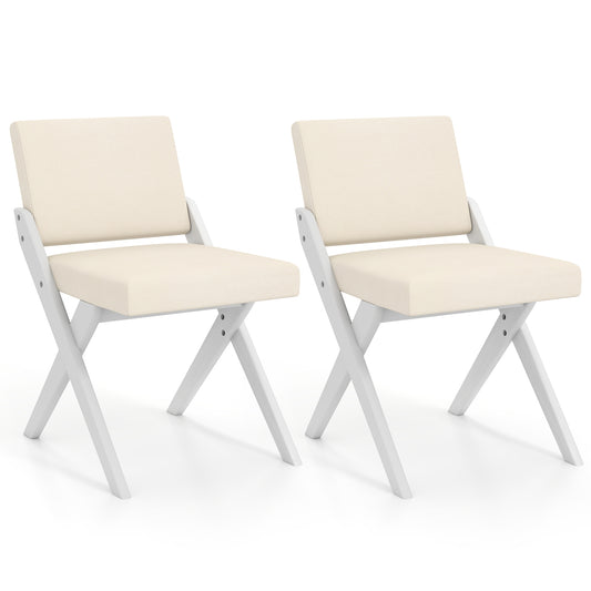 Wooden Dining Chairs, Rubber Wood Frame, Padded Cushions, White Dining Chairs White at Gallery Canada